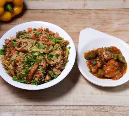 Chicken Fried Rice Half) Chili Chicken 4Pcs)