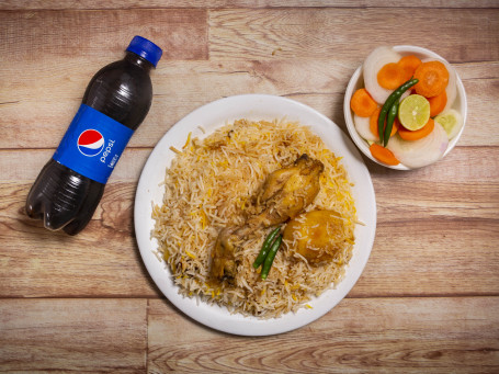 Chicken Biryani (1 Pc) With Salad (100 Gms) And Cold Drink (250Ml)