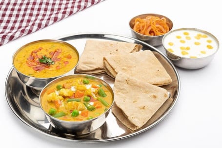 Mixed Veg Yellow Dal With Roti Or Rice