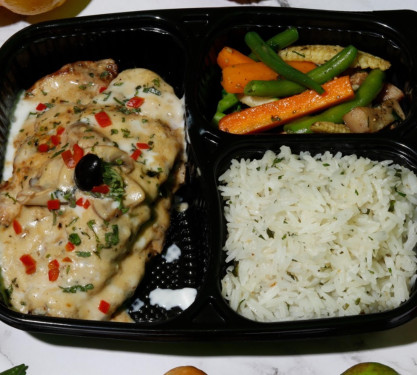 Grilled Chicken Breast With Saute Veggies And Herb Rice