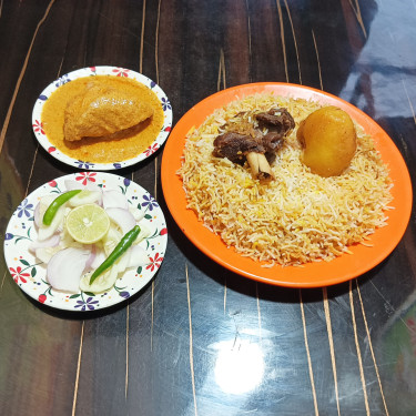 Mutton Biryani With Chicken Chap Salad