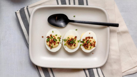 Crispy Prosciutto Deviled Eggs