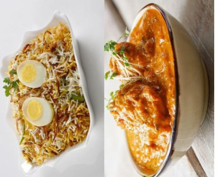 Egg Biryani[750Ml] With Chicken Curry (2Pcs) Raita