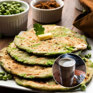 Gobi Matar Paratha Lassi