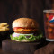 Spiced Royal Chicken Burger With Fries And Pepsi