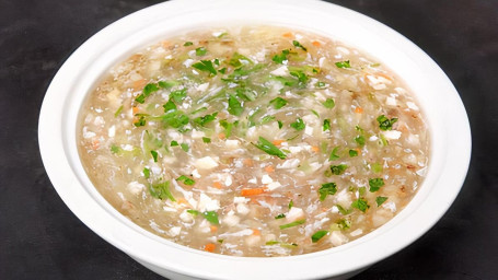 Minced Beef, Egg Drop, Tofu, And Chinese Parsley Soup/Xī Hú Niú Ròu Gēng