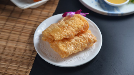 807. Crispy Fried Tofu Skin Wraps With Shrimp Xiān Xiā Fǔ Pí Juǎn