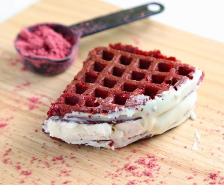 Red Velvet With White Chocolate Waffle