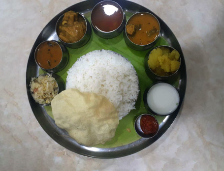 Limited Meals With Rice(Sweet, Poriyal, Kootu, Sambar , Vathakuzhambu, Rasam, Rice, Appalam, Pickle, More.