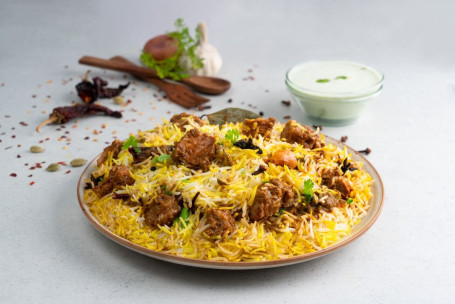 Hyderabadi Dum Mutton Biryani (Sem Osso) (Serve 1)