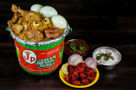 Chicken Biryani Combo Small Family Pack (Biriyani For 3 Persons Chicken 65 (100G) 3 Boiled Eggs)