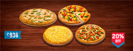 Refeição Para 4 Pessoas: Veg Core Pizza Combo Cheesy