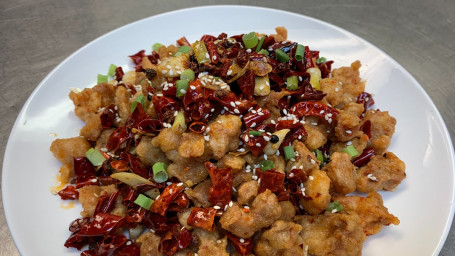Spicy Chicken In Chili Pepper Chóng Qìng Gē Lè Shān Là Zi Jī