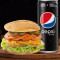 Spicy Chicken Burger Pepsi Black Can