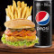 Crispy Paneer Burger Fries Pepsi Black Can