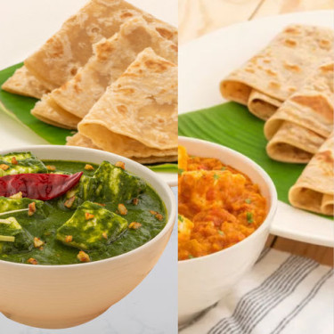 Palak Paneer Com Parathas Paneer Masala Com Parathas