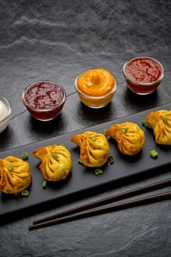 Fried Chicken Corn Cheese Momos With Momo Chutney