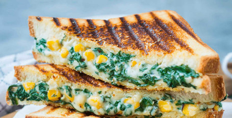 Spinach Cheese Corn Grilled Sandwich