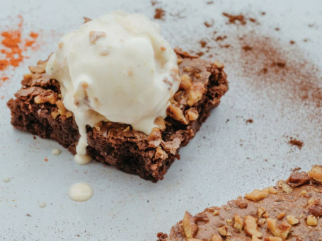 Chili Chocolate Brownie With Salted Caramel Ice Cream