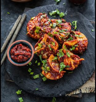 Cheese And Corn Chilli Momos