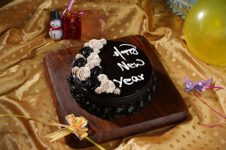 Chocolate Truffle New Year Cake [Eggless]