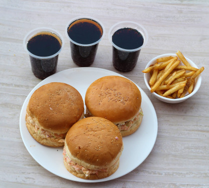Burger (3Pcs), French Fries Cold Drink (3Pcs) Combo