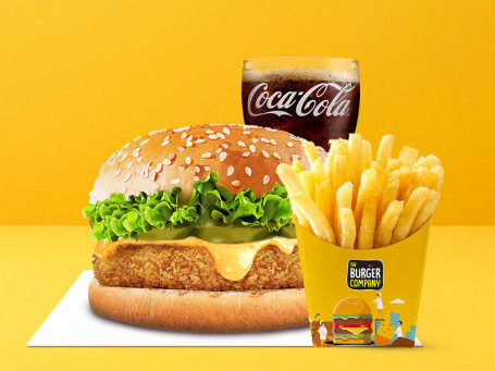 Veg Cheese Lava Burger Salted Fries Coke 200Ml (Pet Bottle)