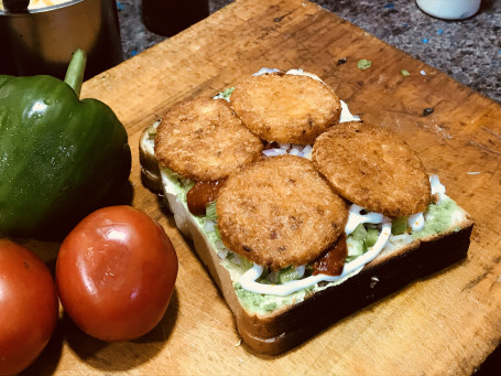 Aloo Tikki Tandoori Club Sandwich