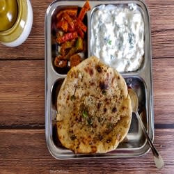 Only Cheese Kulcha With Raita And Chole