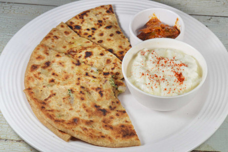 Stuff Mixveg Tawa Paratha With Curd Pickle