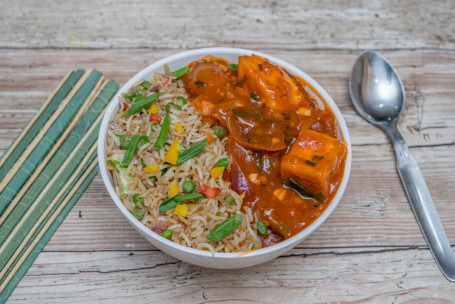 Chilli Paneer Fried Rice Thali (Fried Rice And Chilli Paneer