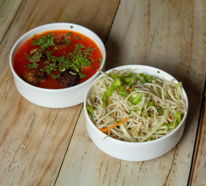 Veg. Manchurian With Fried Rice Or Veg Noodles