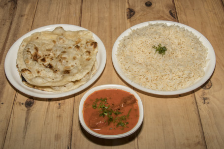 Chicken Combo (Rice Choice Of Bread Butter Chicken Boneless Or Chicken Curry With Bone)