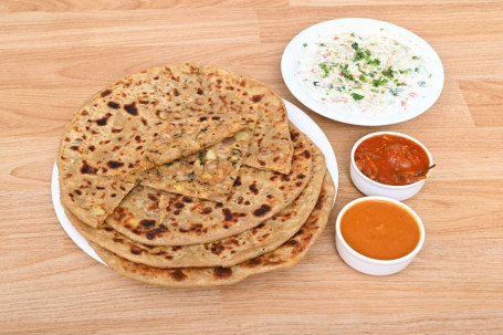 2 Aloo Pyaz Parantha With Raita Combo