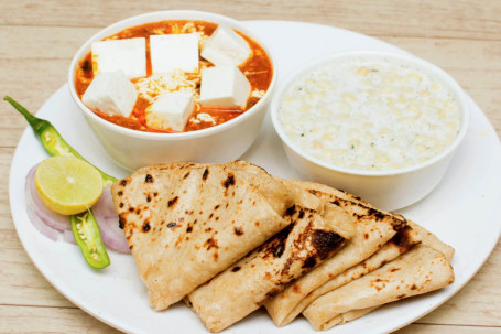 Khoya Paneer With Raita Or 5 Twa Butter Roti Combo