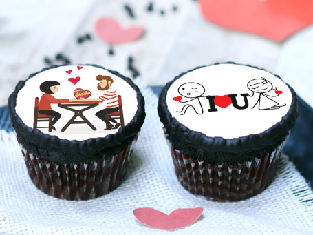 I Love You Chocolate Poster Cup Cake 2 Pcs)