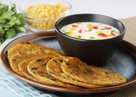 Mix Veg Paratha With Raita