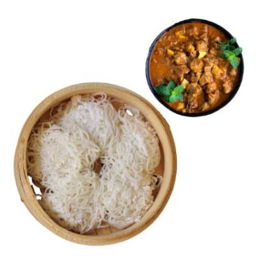 Idiyappam With Varatharacha Beef Curry