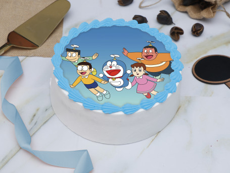 Doraemon Flying With Friends Photo Cake