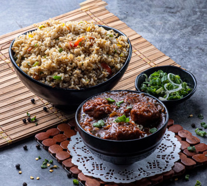 Vegetable Manchurian With Chili Garlic Fried Rice