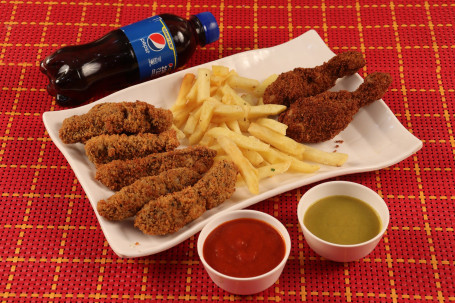 Fish Finger 6 Pc Chicken Leg 2 Pc French Fries Pepsi Ketcup Sauce