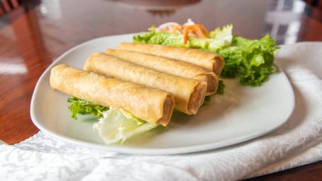 Ve10. Fried Vegetarian Egg Rolls Over Vermicelli