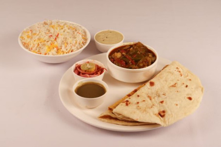 Aloo Gobhi Matar Veg Hyderabadi Biryani 2 Paratha Salad Sweet Coldrink 250 Ml