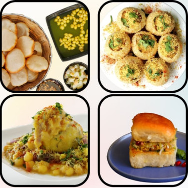 Fantastic Four 1 Pani Puri 1 Ragda Patties 1 Dabeli 1 Stuffed Sukha Puri)