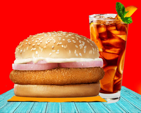 1 Crunchy Chicken Burger With Lemon Ice Tea