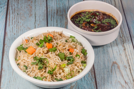 Fried Rice And Manchurian Gravy Combo