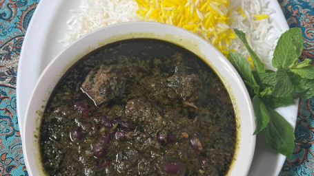 Meat Ghormeh Sabzi With Rice