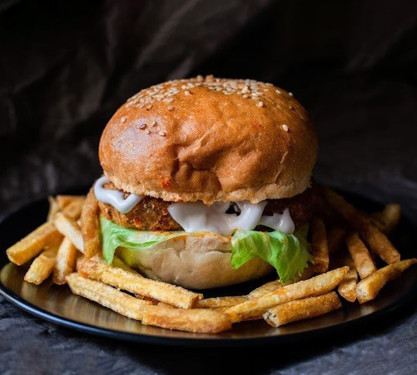 Veg Cheese Burger With French Fries Combo