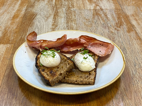 Bacon Poached Eggs On Sourdough Toast