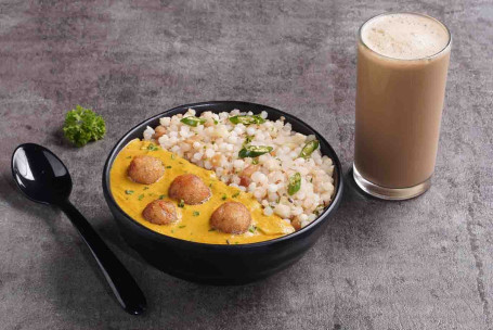 Sabudana Khichdi Kofta Curry Bowl Cold Coffee